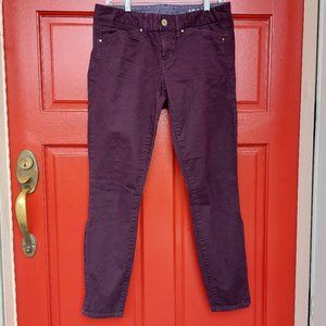 Gap 1969 Low-Rise Eggplant Purple Cotton/Lycra Twill Ankle-Zip Pants